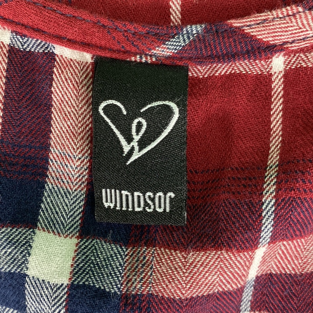 Windsor Burgundy Plaid Lace Up Tunic - Picture 12 of 13